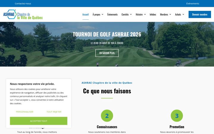Captură de ecran a ashraequebec.org