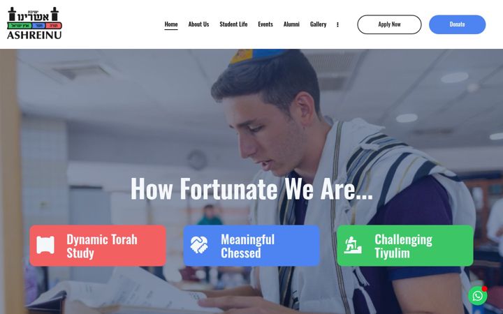 Captură de ecran a ashreinu.org.il