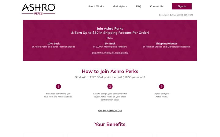 Screenshot of ashroperks.com