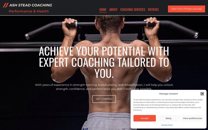 Screenshot of ashsteadcoaching.co.uk