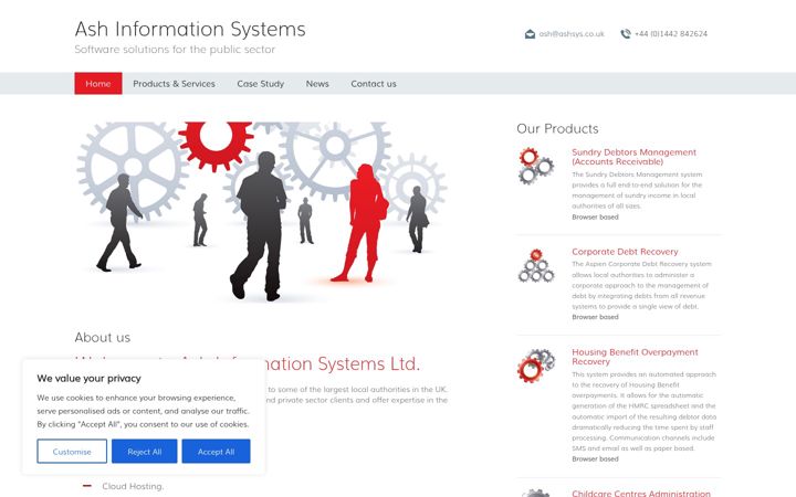Screenshot of ashsys.co.uk