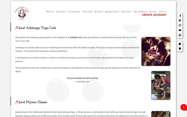 Screenshot του ashtangayoga.ie