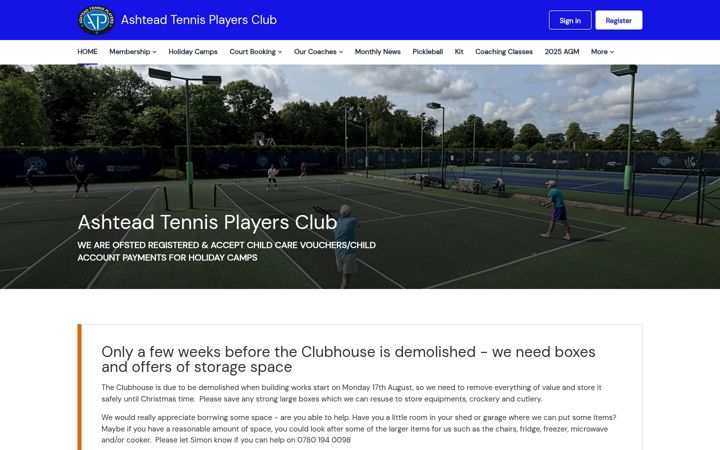 Screenshot of ashteadtennisplayersclub.org.uk