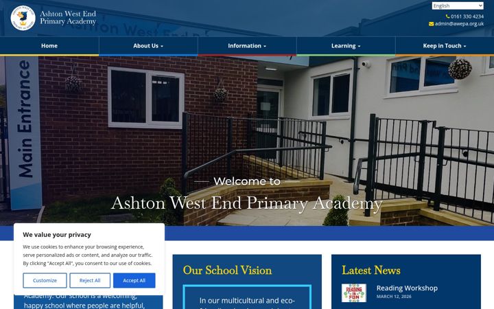 Screenshot of ashtonwestendprimary.co.uk