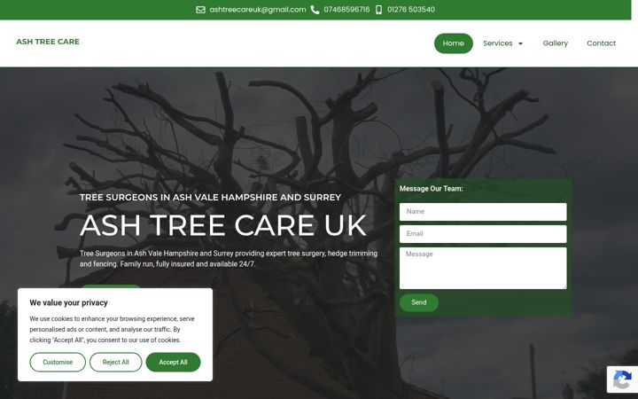 Screenshot of ashtreecareuk.co.uk