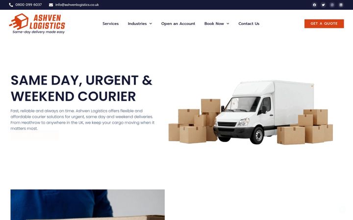 Screenshot of ashvenlogistics.co.uk