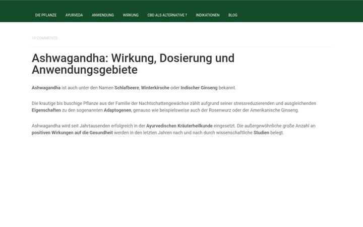 Screenshot of ashwagandha-infos.de