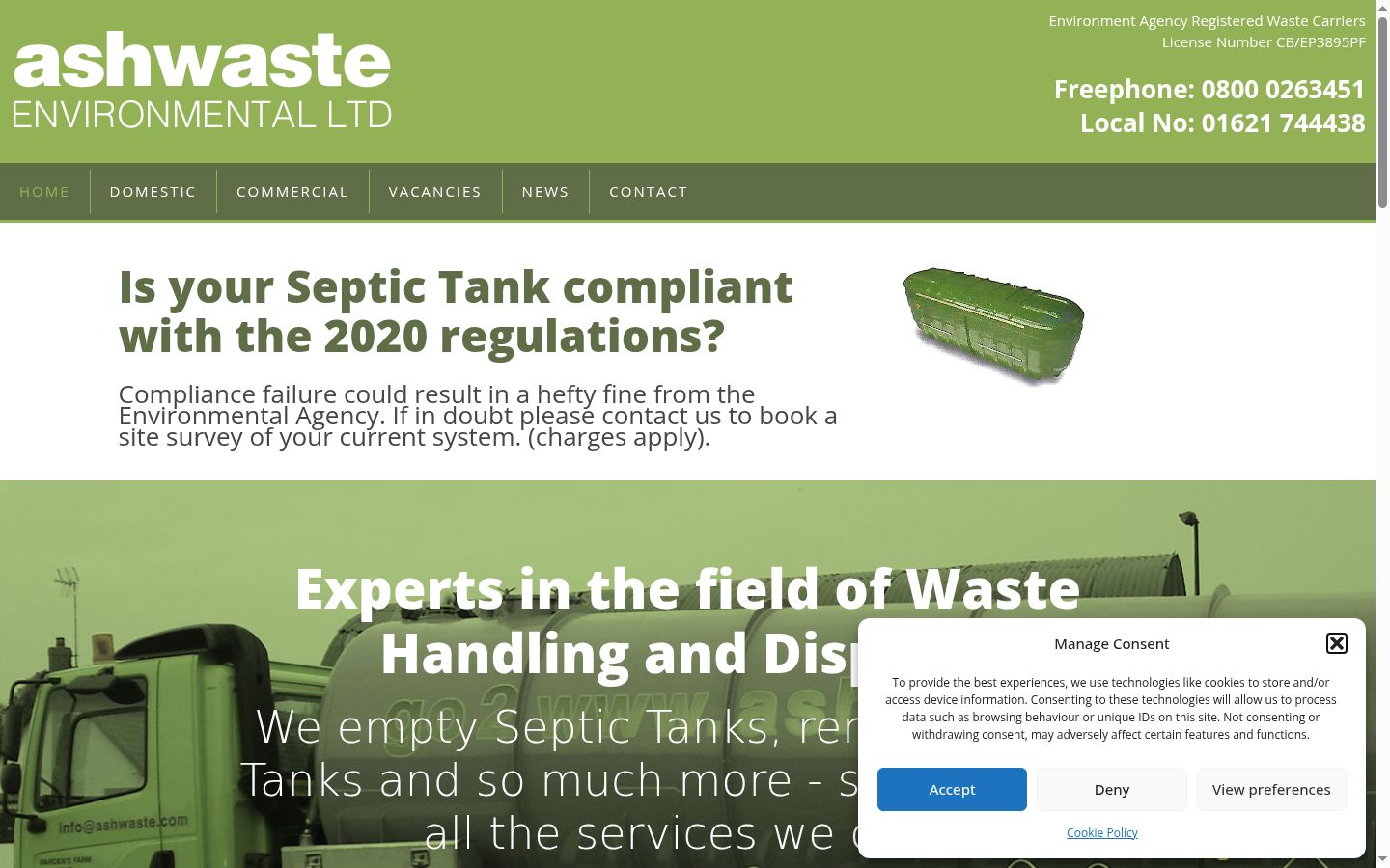 Screenshot of the consent banner shown before any interaction