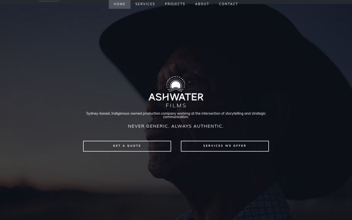 Screenshot of ashwaterfilms.com
