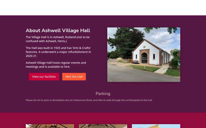 Screenshot of ashwellvillagehall.co.uk