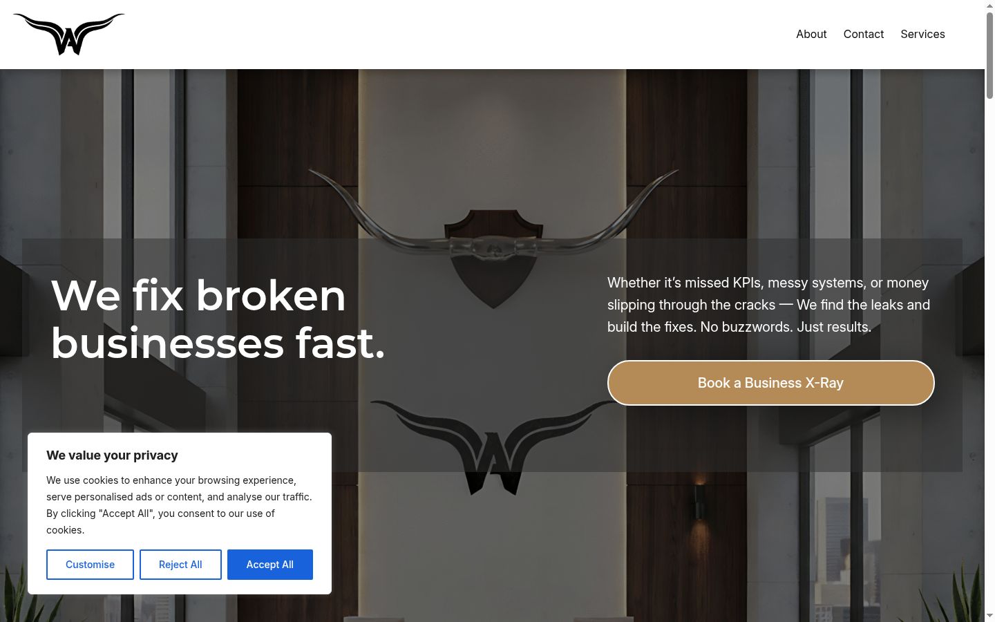 Screenshot of the consent banner shown before any interaction