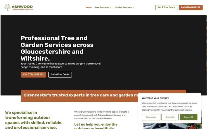Screenshot of ashwoodtreeandgardenservices.co.uk