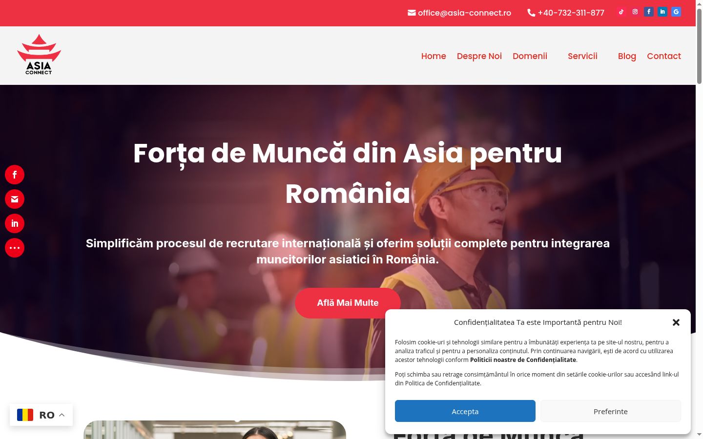 Screenshot del banner di consenso mostrato prima di qualsiasi interazione