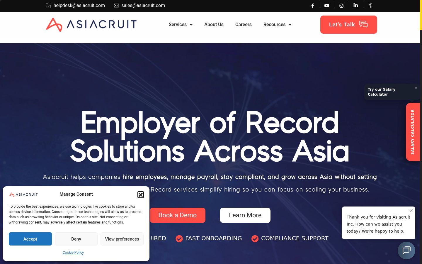 Screenshot of the consent banner shown before any interaction