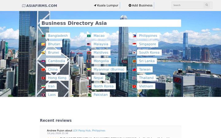 Screenshot of asiafirms.com