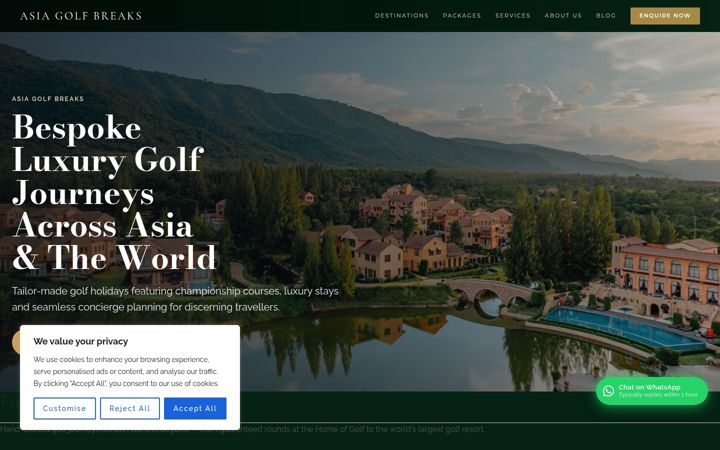 Skærmbillede af asiagolfbreaks.com