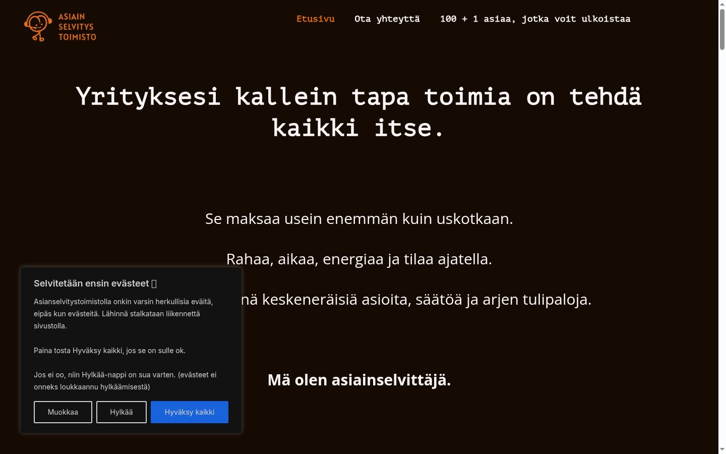 Sutikimo reklamjuostės, rodytos prieš bet kokią sąveiką, ekrano kopija