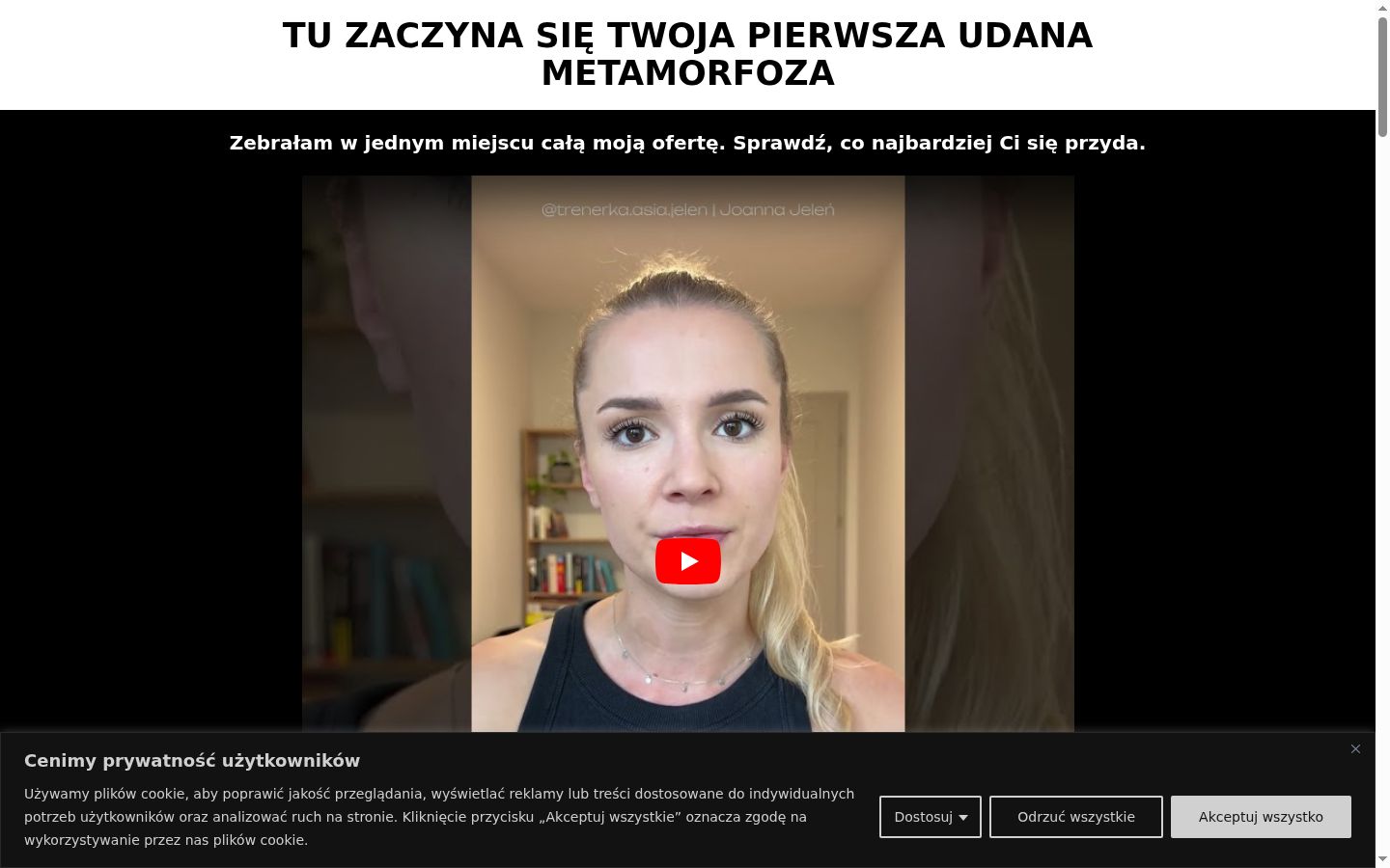 Posnetek zaslona pasice za privolitev, prikazane pred kakršno koli interakcijo