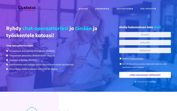 Екранна снимка на asiakas-palvelut.com