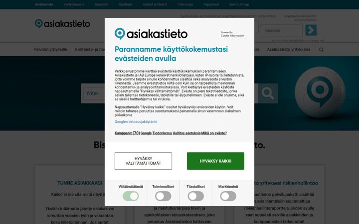 Screenshot of asiakastieto.fi