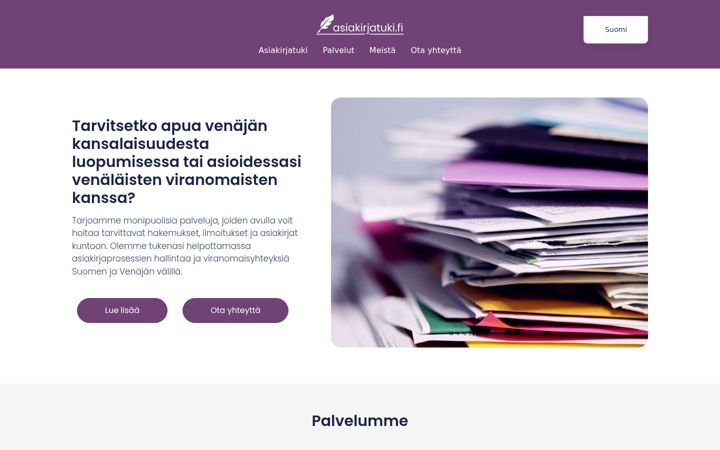Screenshot of asiakirjatuki.fi