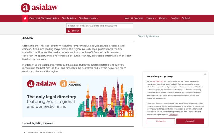 Screenshot of asialaw.com