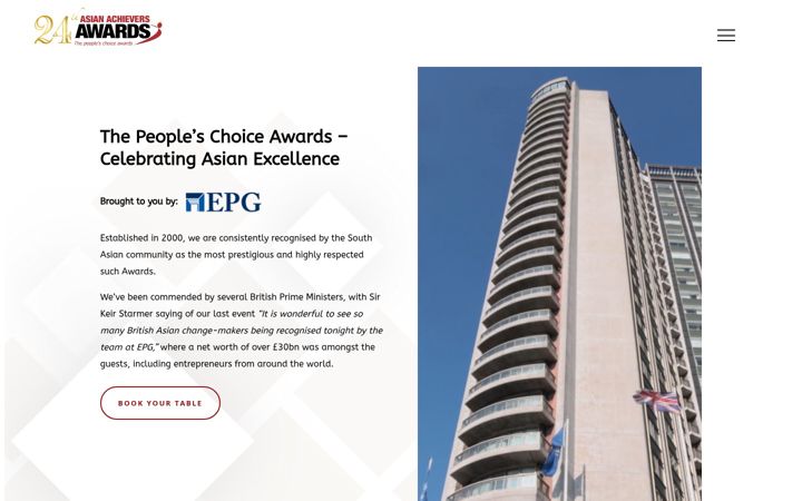 Screenshot of asianachieversawards.com