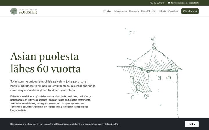 Screenshot of asianajoskogster.fi