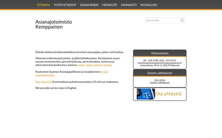 Screenshot van asianajotoimistokemppainen.fi