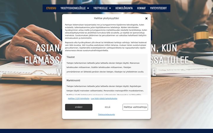 Screenshot of asianajotoimistorajamaki.fi