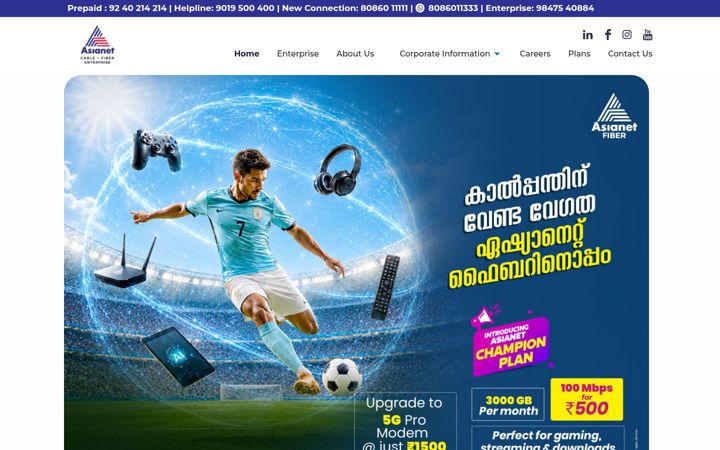 Screenshot of asianet.co.in