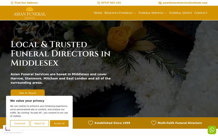 Screenshot of asianfuneralservice.com