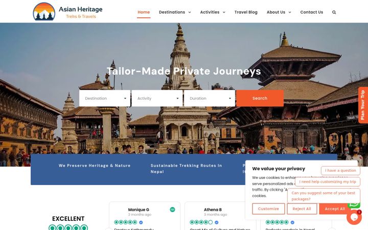 Screenshot of asianheritagetreks.com