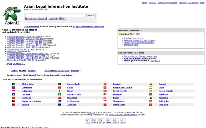 Screenshot of asianlii.org