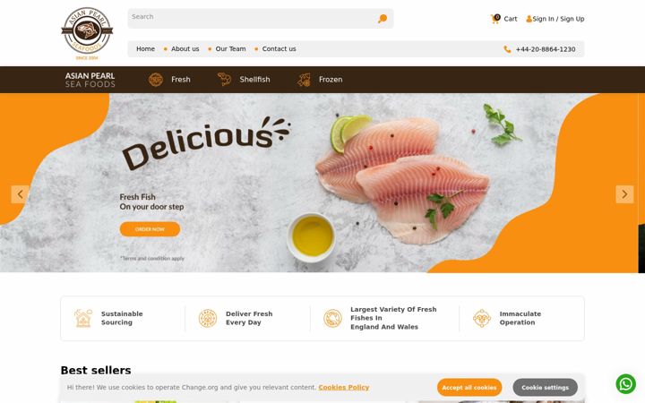 Screenshot of asianpearlseafoods.com