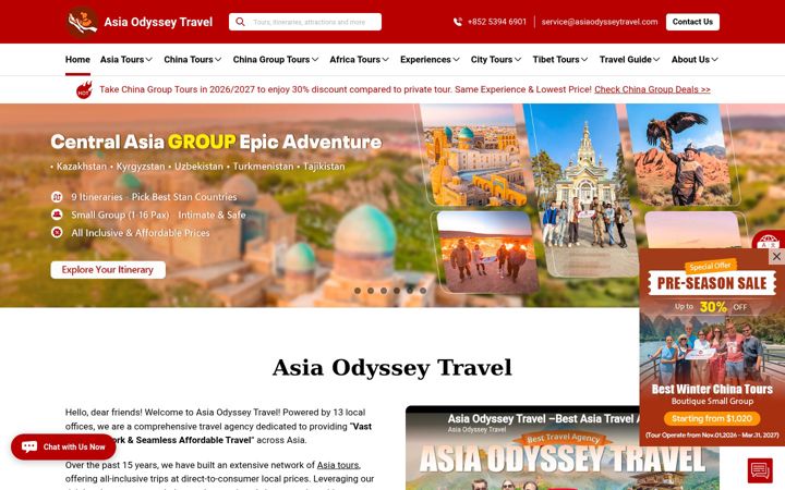 Screenshot of asiaodysseytravel.com