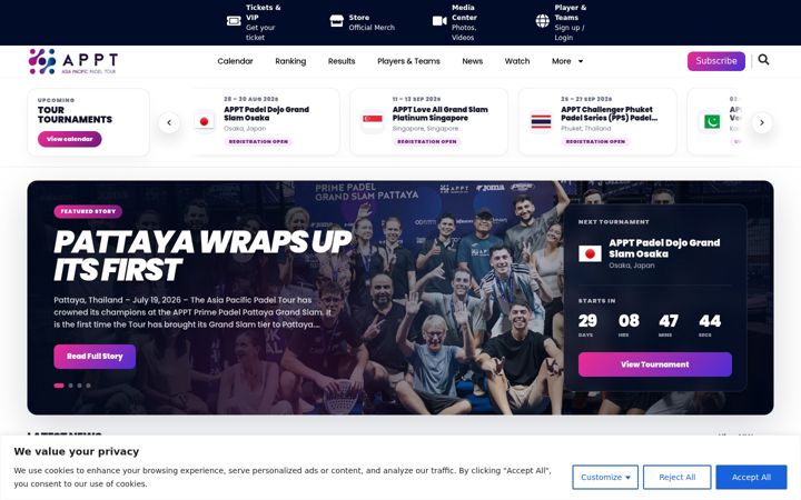 Screenshot of asiapacificpadeltour.com