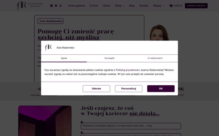 Kuvakaappaus sivustosta asiaradomska.pl