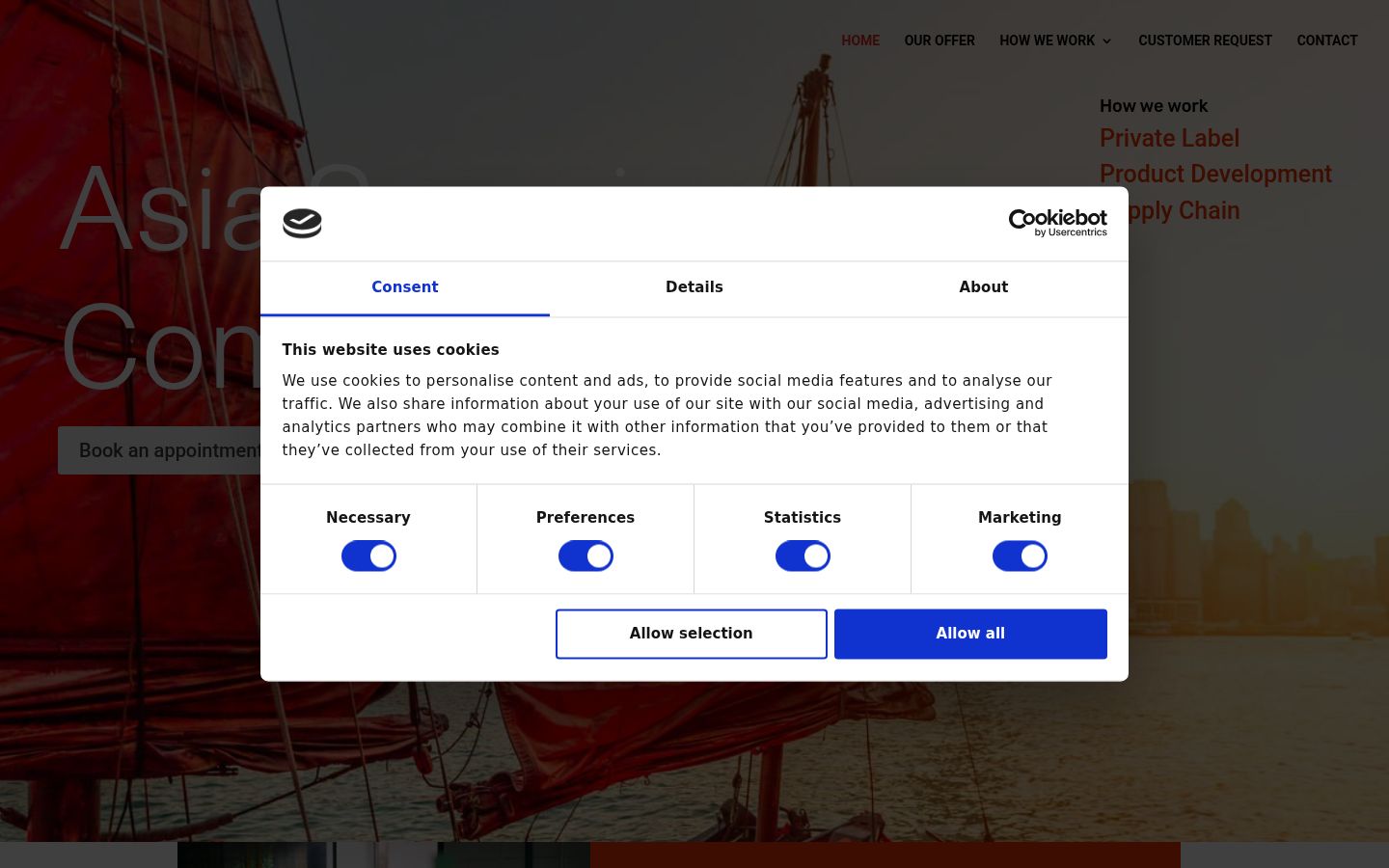 Screenshot of the consent banner shown before any interaction