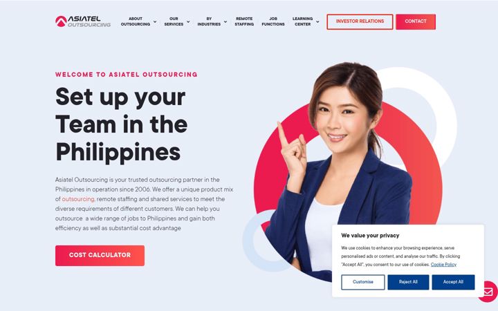 Screenshot of asiateloutsourcing.com