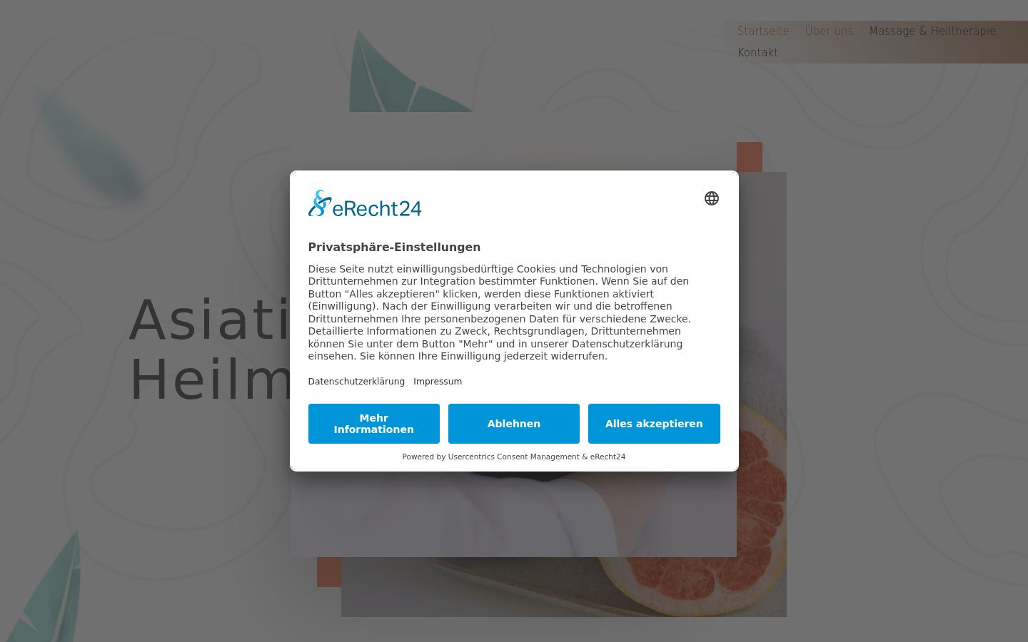 Screenshot des Einwilligungsbanners vor jeglicher Interaktion