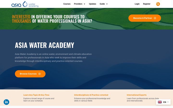 Ekraanipilt saidist asiawateracademy.com