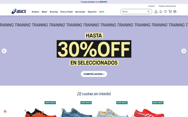 Screenshot του asics.com.ar