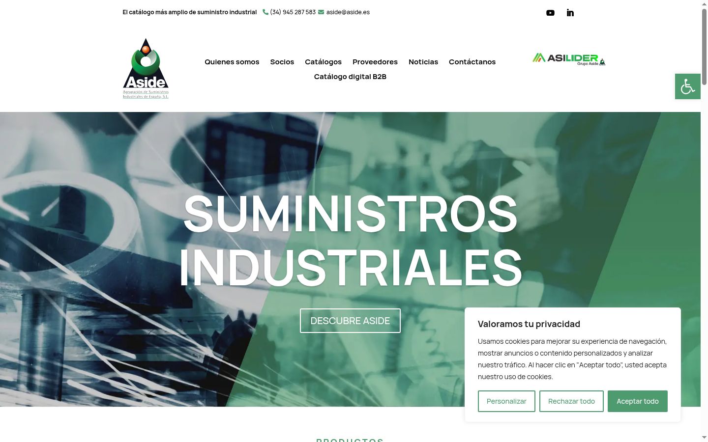 Captura de pantalla del banner de consentimiento mostrado antes de cualquier interacción