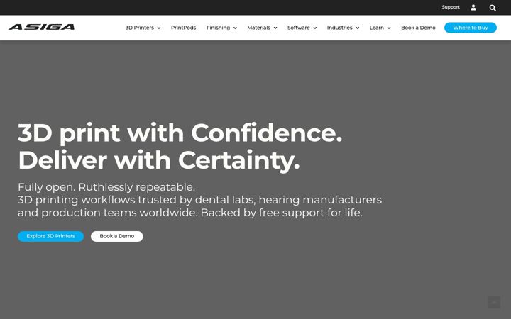Screenshot of asiga.com