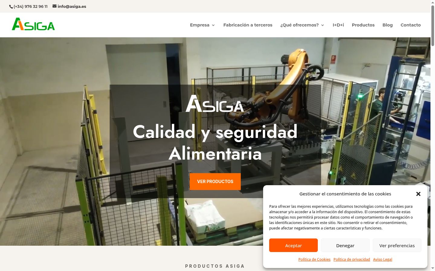 Captura de pantalla del banner de consentimiento mostrado antes de cualquier interacción
