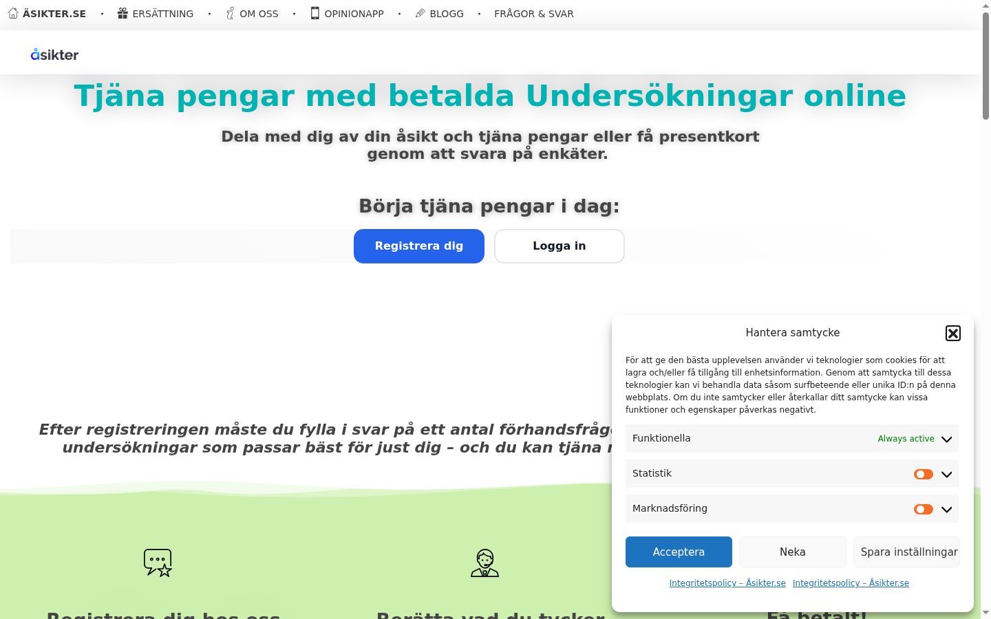 Screenshot tal-banner tal-kunsens muri qabel kwalunkwe interazzjoni