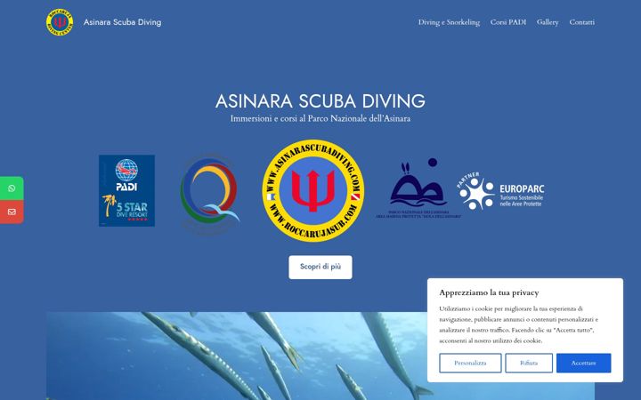 Screenshot of asinarascubadiving.com