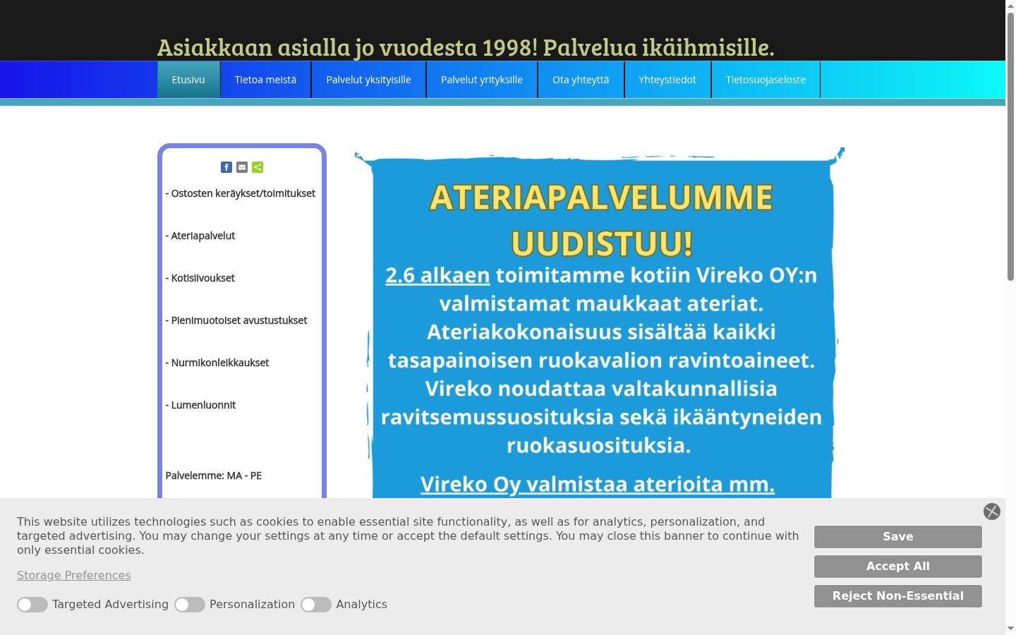Screenshot del banner di consenso mostrato prima di qualsiasi interazione