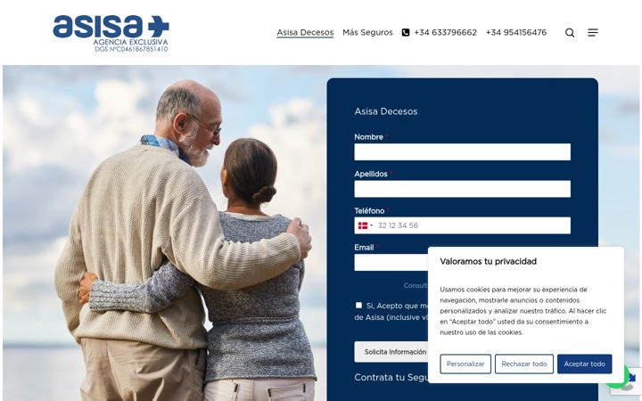 Screenshot of asisa-decesos.es